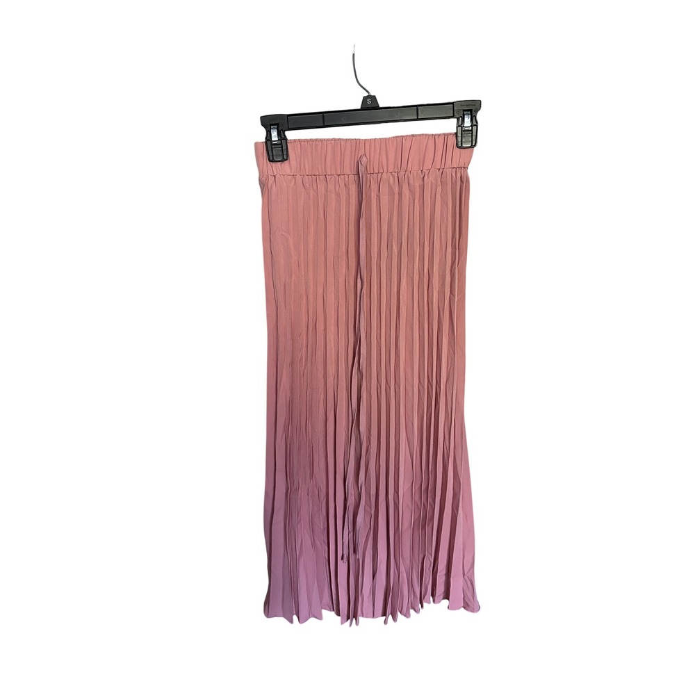 Cupshe Pink Pleated Midi Skirt Elastic Waist Accordion Style Small NEW